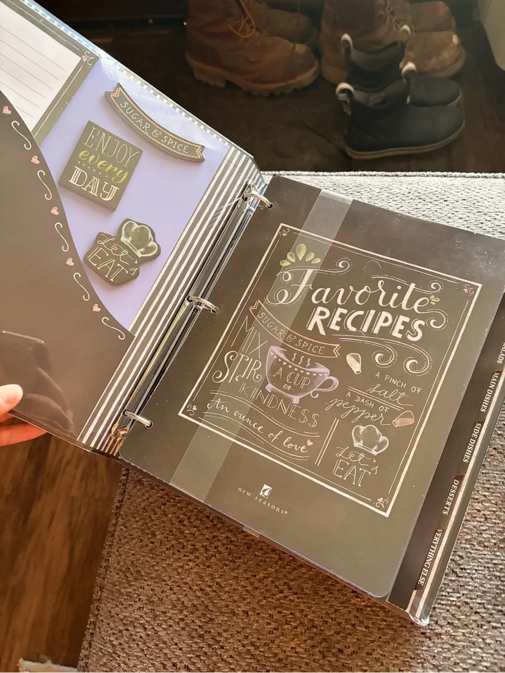 Black 'Recipes' book with divers